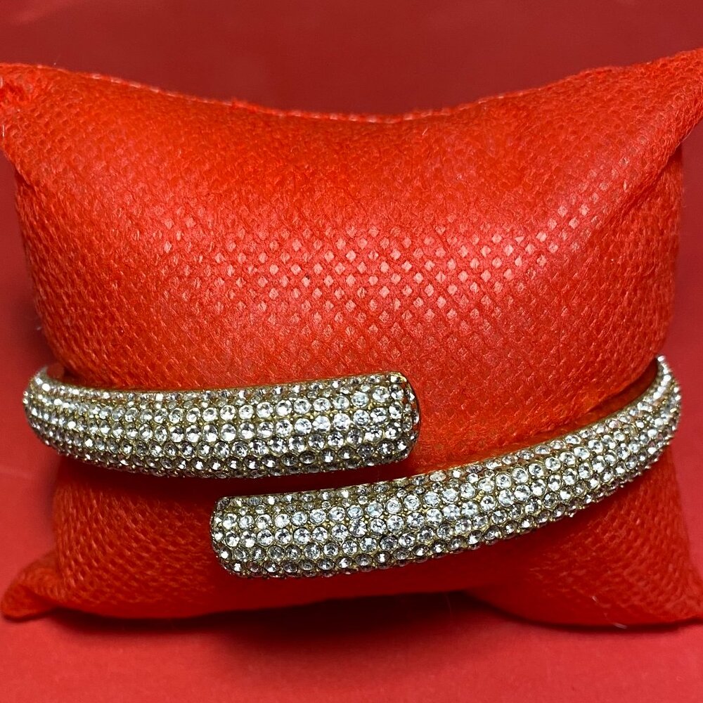Elegant Michael Kors Pave Gold Tone Hinged Bracelet